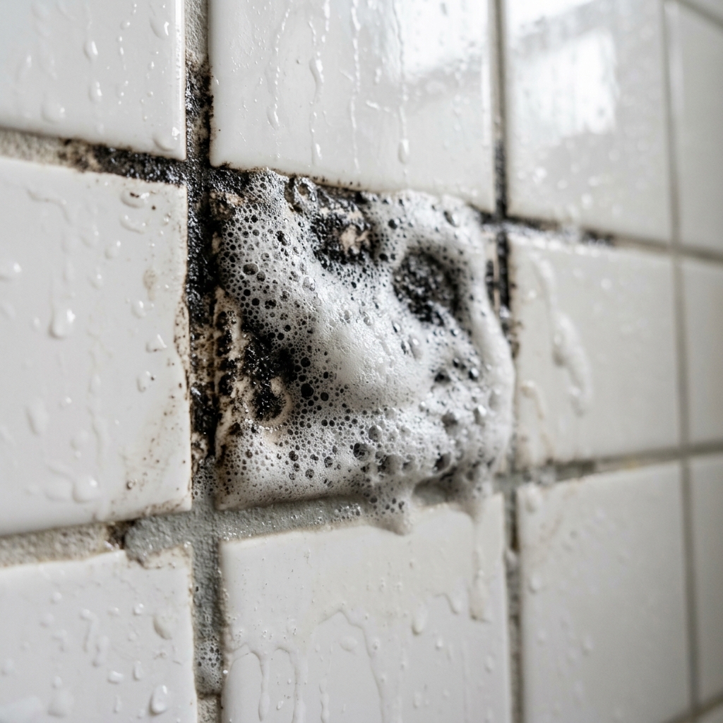 Active biocide foam treatment on mould